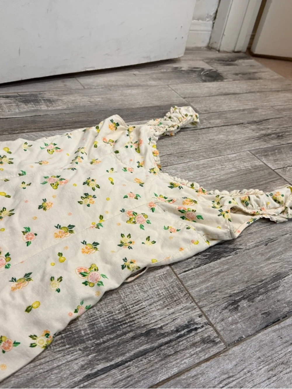 Free People Cream Floral Slip Dress with Green & Yellow Accents - Picture 3 of 5
